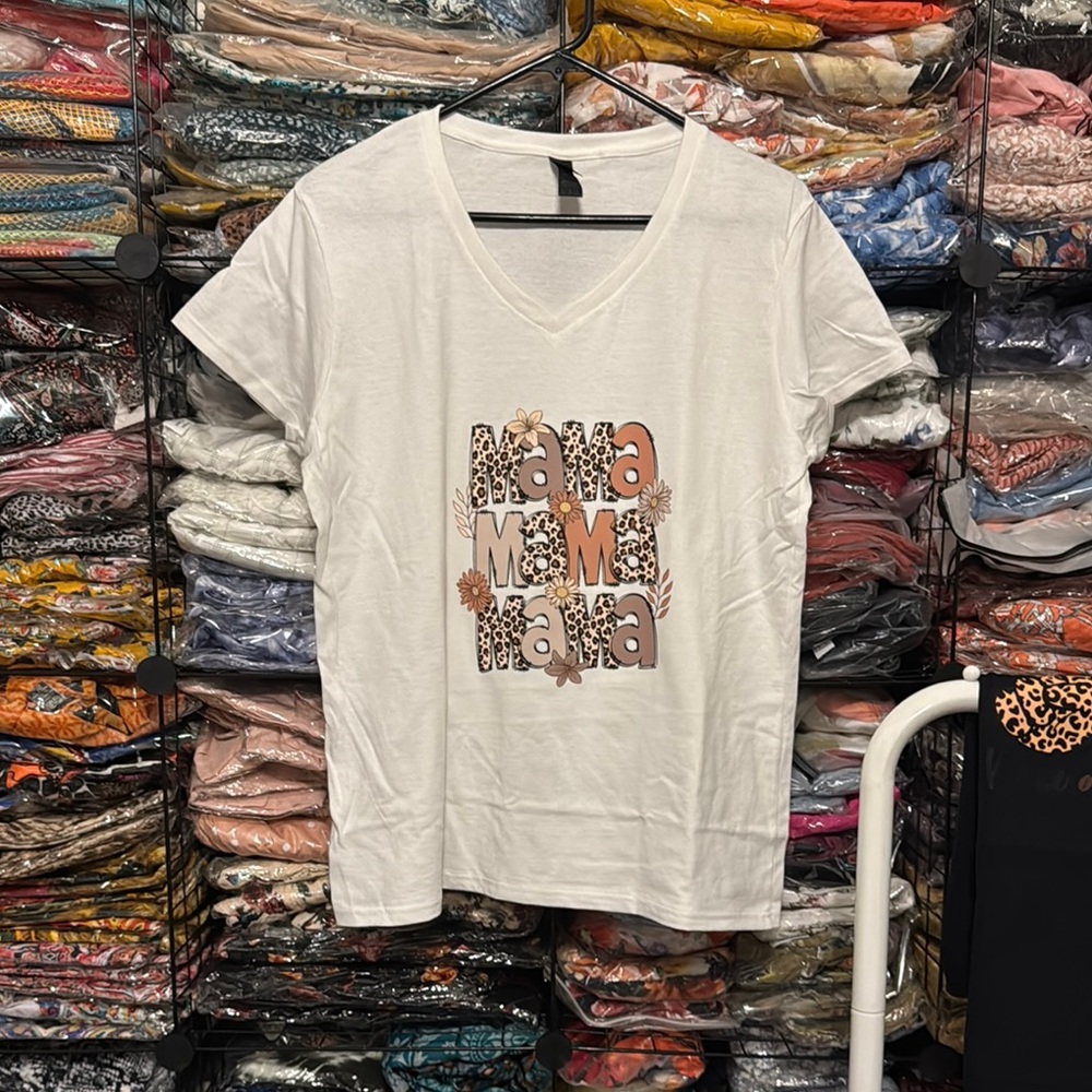 White Boxy Short Sleeve Tee with Brown Graphic